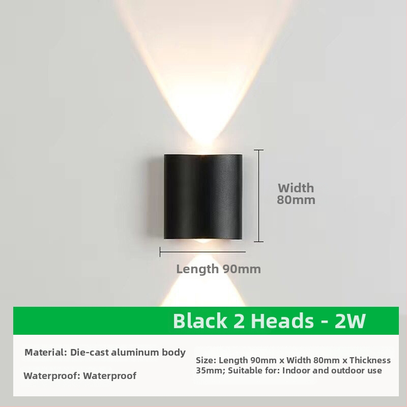 Išorinis sieninis LED šviestuvas su aliuminio gaubtu ir aliuminio korpusu, įtampa ≤36V