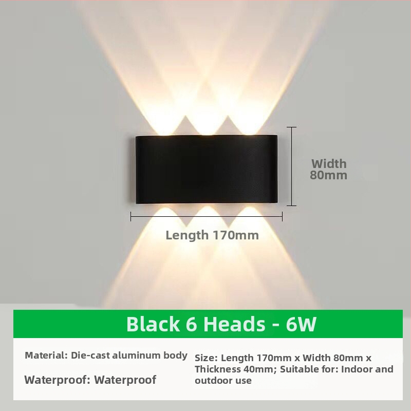 Išorinis sieninis LED šviestuvas su aliuminio gaubtu ir aliuminio korpusu, įtampa ≤36V