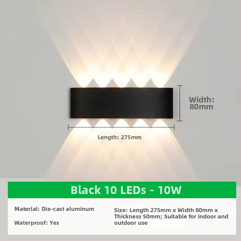 Išorinis sieninis LED šviestuvas su aliuminio gaubtu ir aliuminio korpusu, įtampa ≤36V