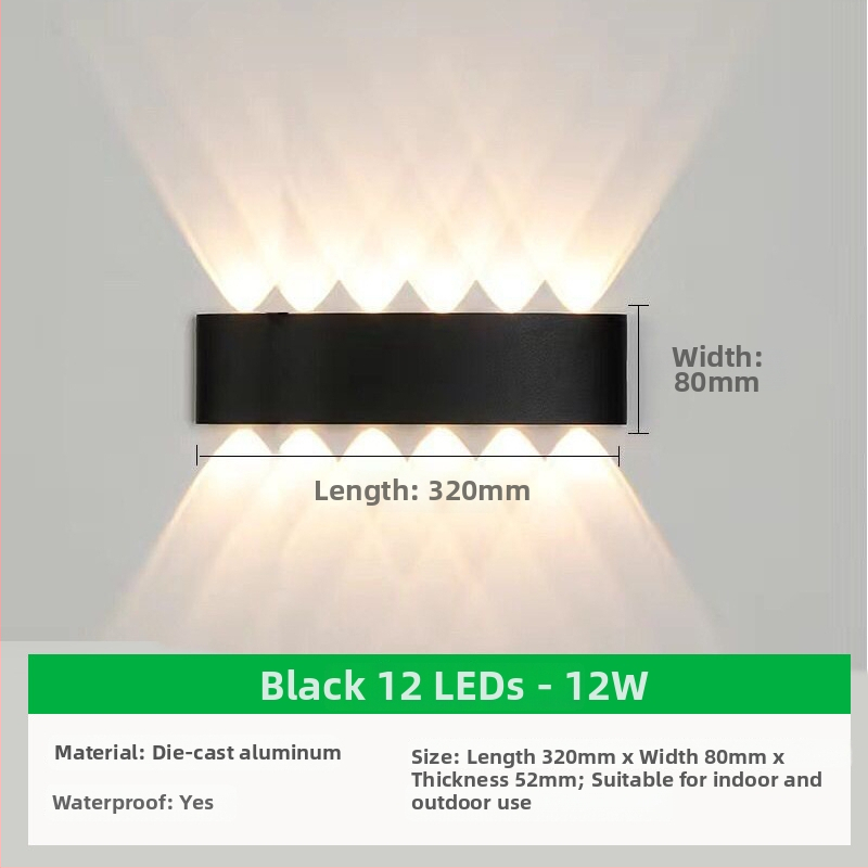 Išorinis sieninis LED šviestuvas su aliuminio gaubtu ir aliuminio korpusu, įtampa ≤36V