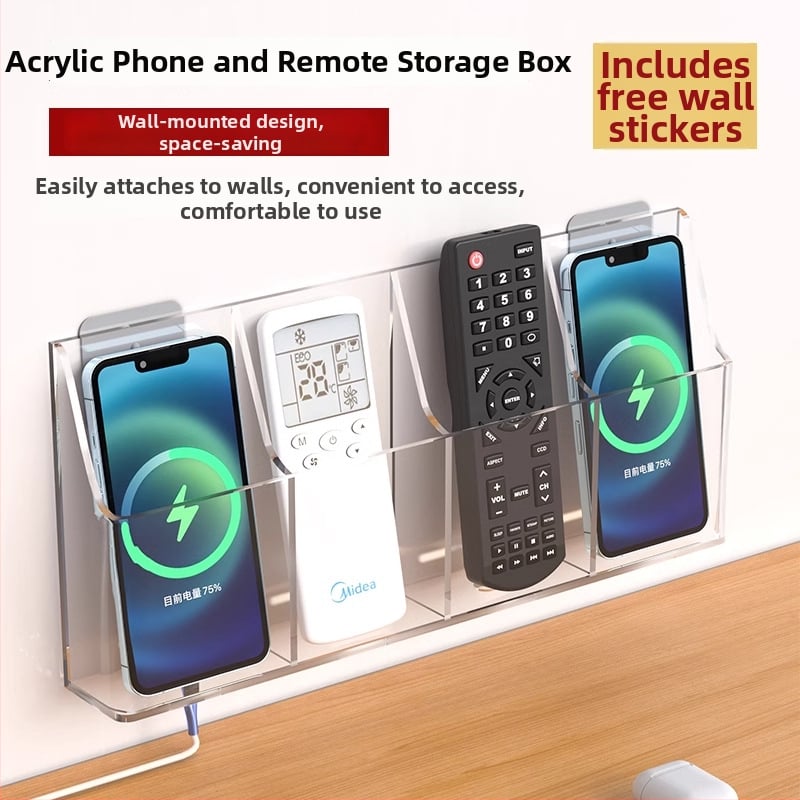 ABS sieninis laikiklis saugojimui nuotolinėms ir telefonams — šiuolaikinis minimalistinis stilius, saugojimas ir organizavimas, pritaikymas įmanomas