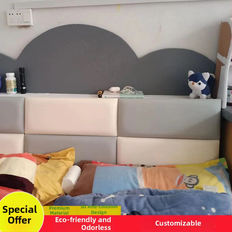 Detská mäkká ochranná stenová podložka so samolepiacou tatami základňou pre hlavu a chrbát — PVC materiál, animovaný štýl, jednofarebný vzor, prispôsobiteľné, vhodné do obývačky, spálne, vonkajších priestorov a reštaurácie