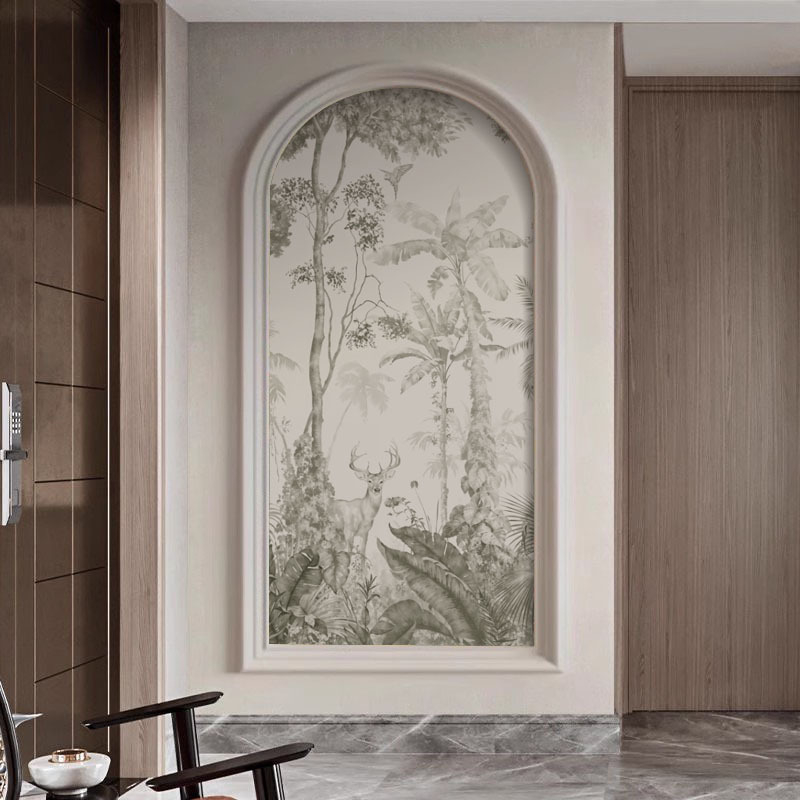 Francia stílusú erdei szarvas falburkolat, íves falikép, szintetikus rostokból, 3 rétegű összetétel