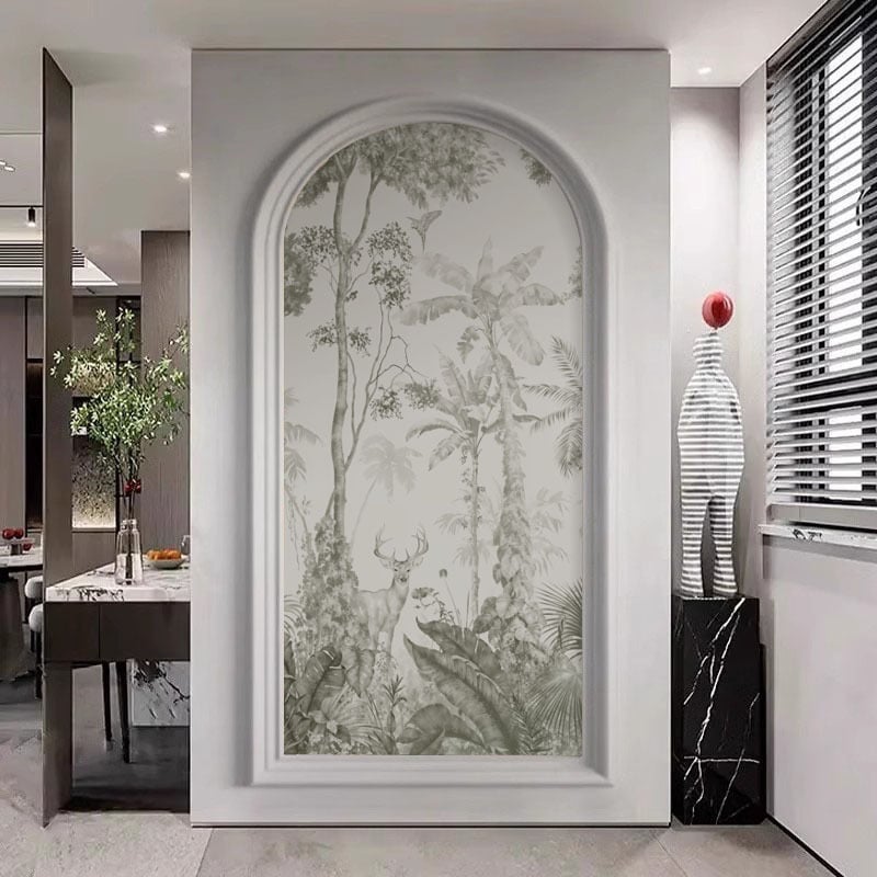 Francia stílusú erdei szarvas falburkolat, íves falikép, szintetikus rostokból, 3 rétegű összetétel