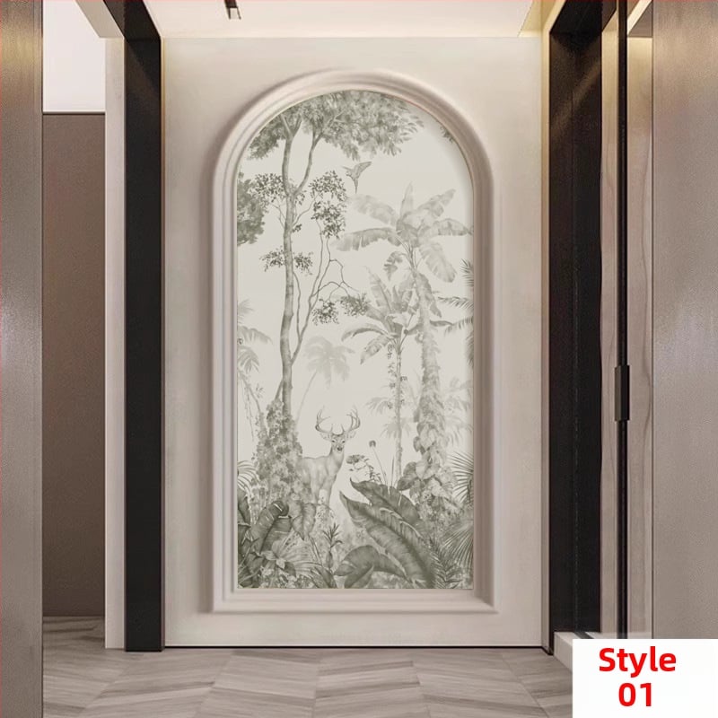 Sienas pārklājums – Franču stila meža brieža motīvs, arku sienas gleznojums, sintētiskas šķiedras, 3 slāņu kompozīcija