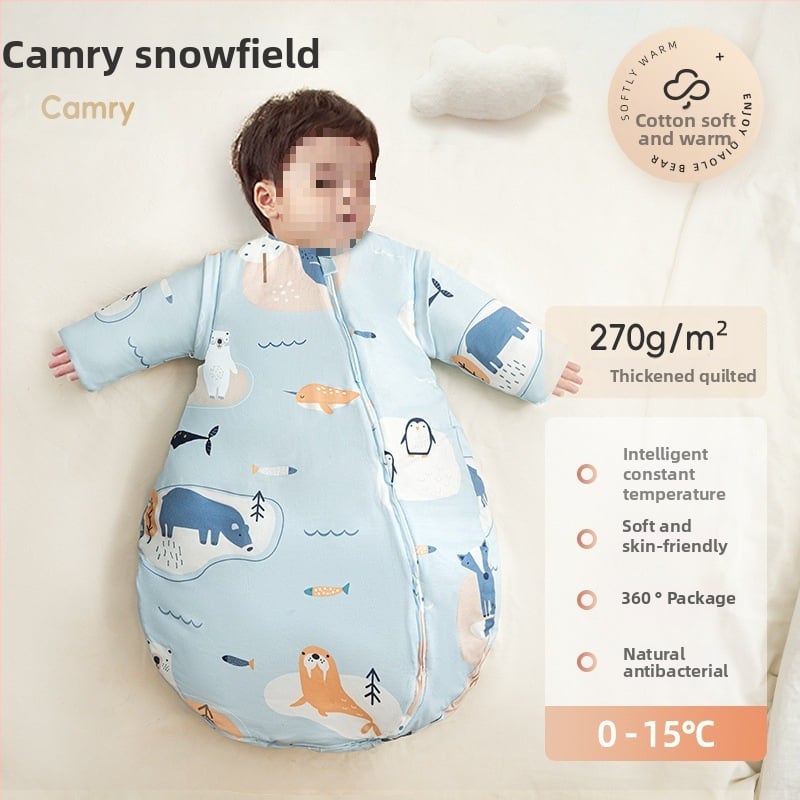 Baba hálózsák ősz–télre, vastagított, tiszta pamut anyag, kasmír töltés