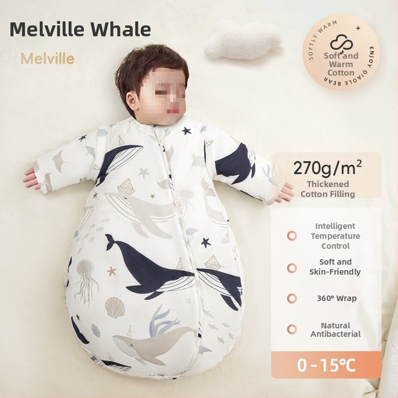 Baba hálózsák ősz–télre, vastagított, tiszta pamut anyag, kasmír töltés