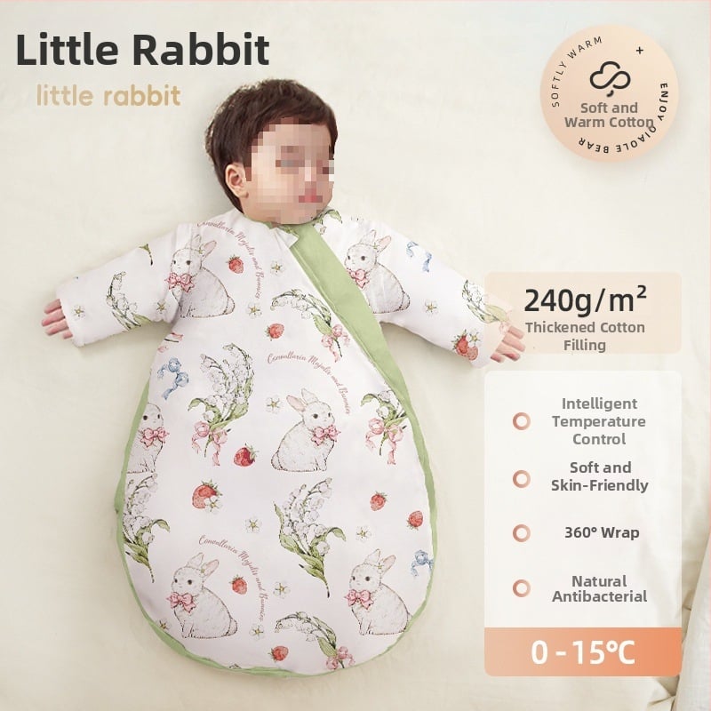 Baba hálózsák ősz–télre, vastagított, tiszta pamut anyag, kasmír töltés