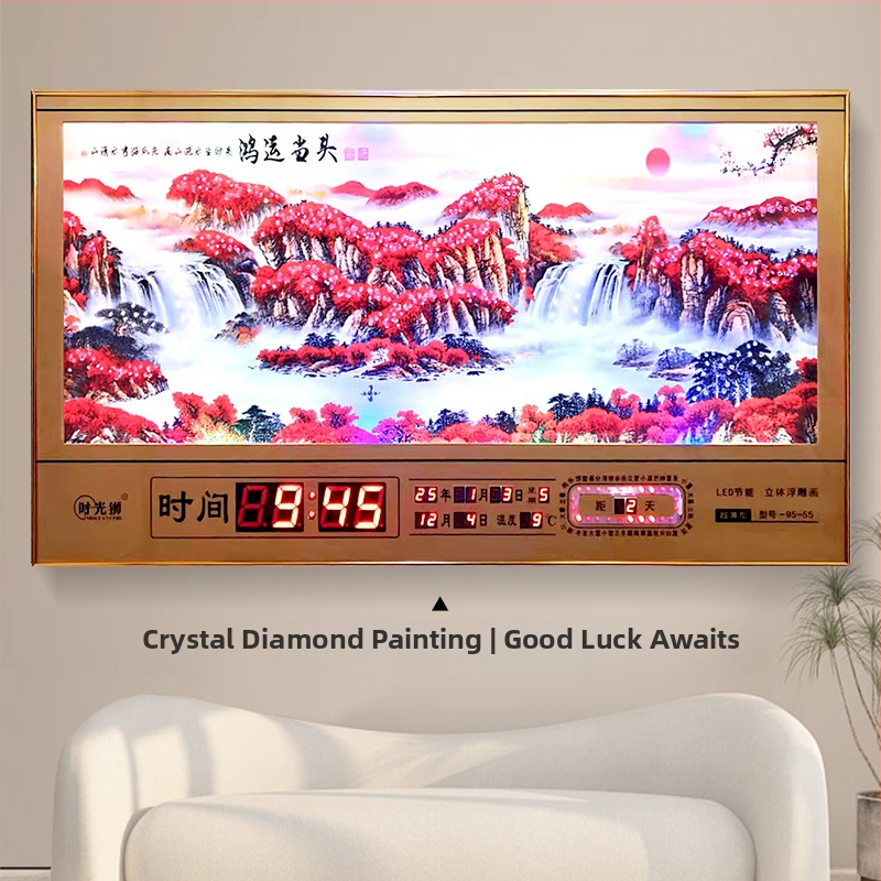 Tiesnstūra sienas pulkstenis ar metāla rāmi un LED digitālo displeju, mūžīgais kalendārs, 24 saules periodi, termometrs