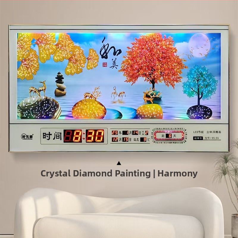 Tiesnstūra sienas pulkstenis ar metāla rāmi un LED digitālo displeju, mūžīgais kalendārs, 24 saules periodi, termometrs