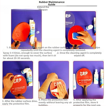 Cool Sleep Stalo teniso raketės gumos valymo ir priežiūros skystis su putų šluoste – viskozės didinimo komplektas