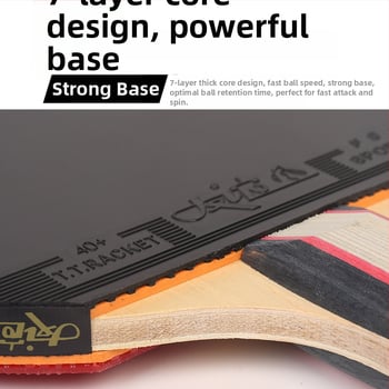 Galda tenisa rakete ar divpusēju pretlīmējošu gumiju, pamats no poplera koka, horizontāla rokture, apstrādes pielāgošana, izdrukāts logotips.