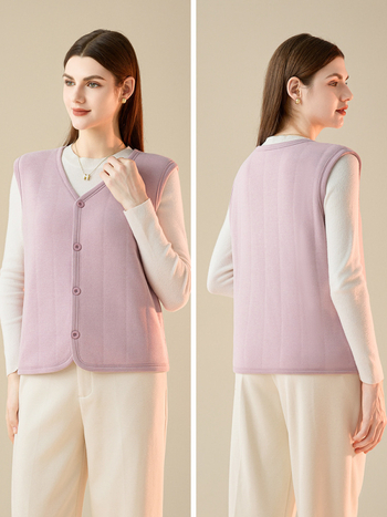 Γυναικείο αμάνικο θερμικό γιλέκο με μάλλινο πλαισίωμα και φλις επένδυση, πολυεστέρας 90–95%, στενή γραμμή