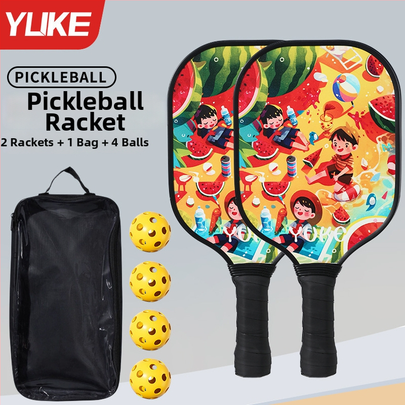 Pickleball set za djecu – treniranje početnika, kompletan set; Težina: 280 g po raketi; 760 g za cijeli set; Materijal: 11-slojno topolovo drvo; Marka: Yuke