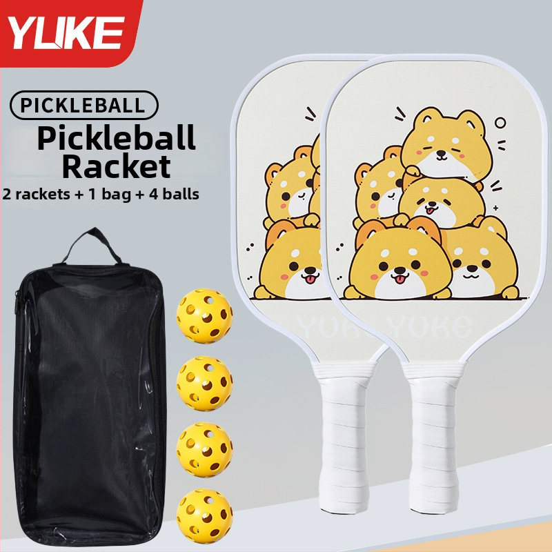 Pickleball set za djecu – treniranje početnika, kompletan set; Težina: 280 g po raketi; 760 g za cijeli set; Materijal: 11-slojno topolovo drvo; Marka: Yuke