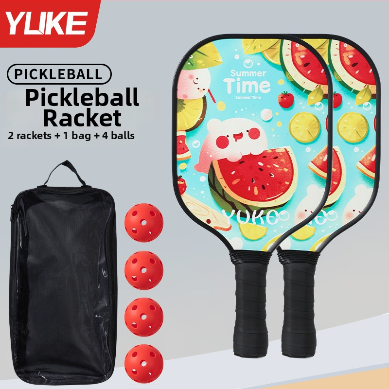 Pickleball set za djecu – treniranje početnika, kompletan set; Težina: 280 g po raketi; 760 g za cijeli set; Materijal: 11-slojno topolovo drvo; Marka: Yuke