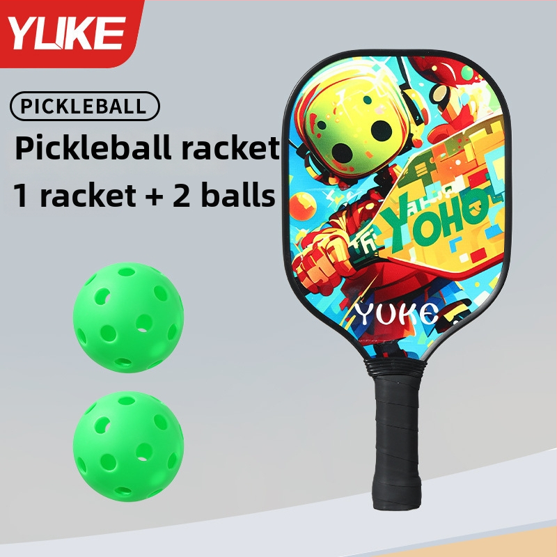 Pickleball set za djecu – treniranje početnika, kompletan set; Težina: 280 g po raketi; 760 g za cijeli set; Materijal: 11-slojno topolovo drvo; Marka: Yuke