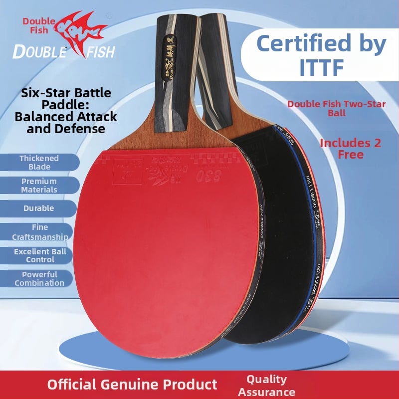 Pisces galda tenisa rakete iesācējiem, horizontāla lāpsta, koka pamatne, līmētā gumija