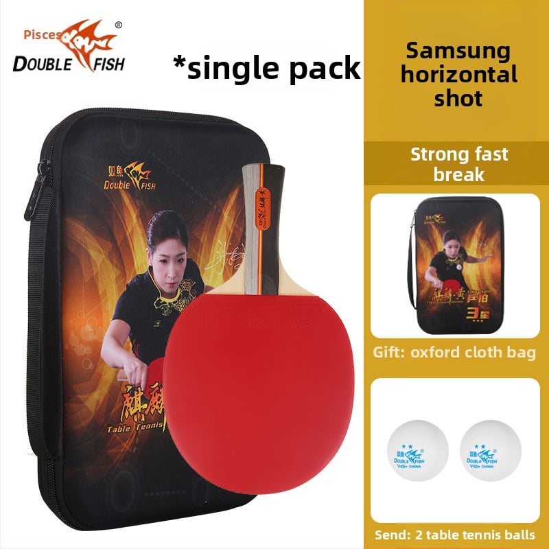 Pisces galda tenisa rakete iesācējiem, horizontāla lāpsta, koka pamatne, līmētā gumija