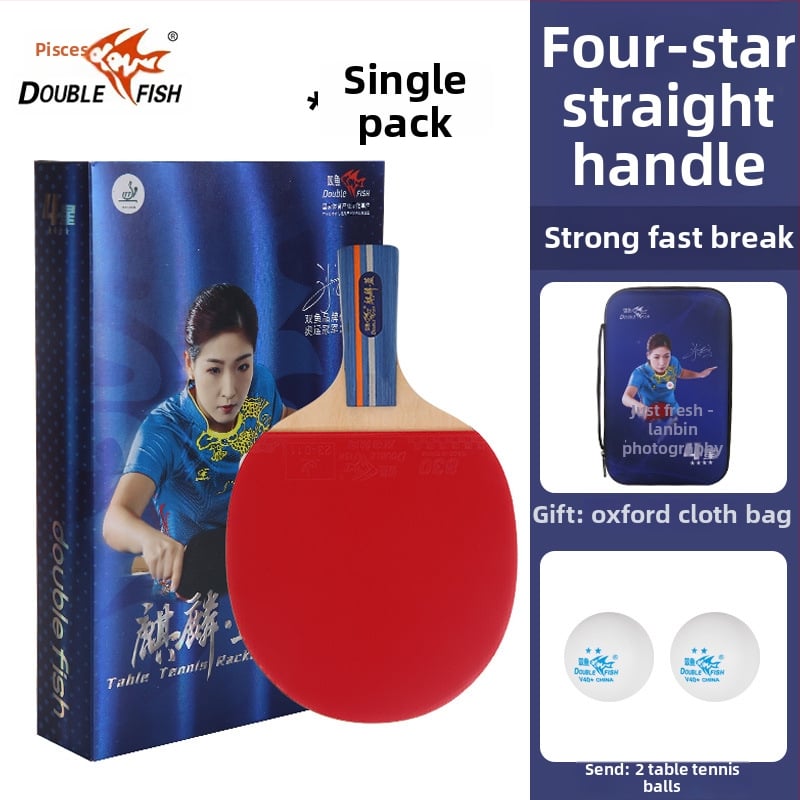 Pisces galda tenisa rakete iesācējiem, horizontāla lāpsta, koka pamatne, līmētā gumija