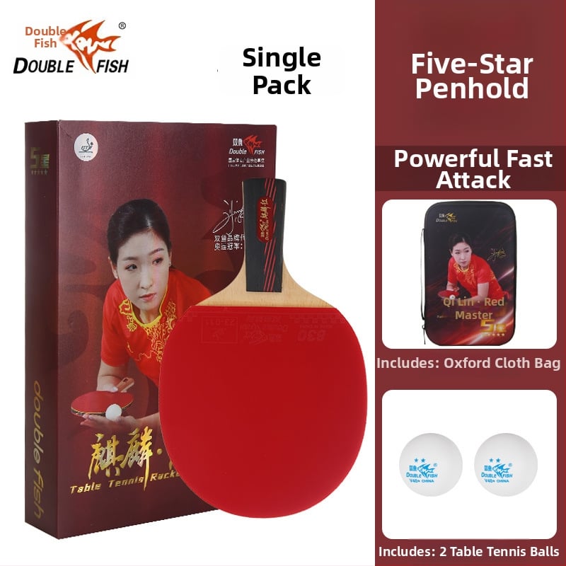 Pisces galda tenisa rakete iesācējiem, horizontāla lāpsta, koka pamatne, līmētā gumija