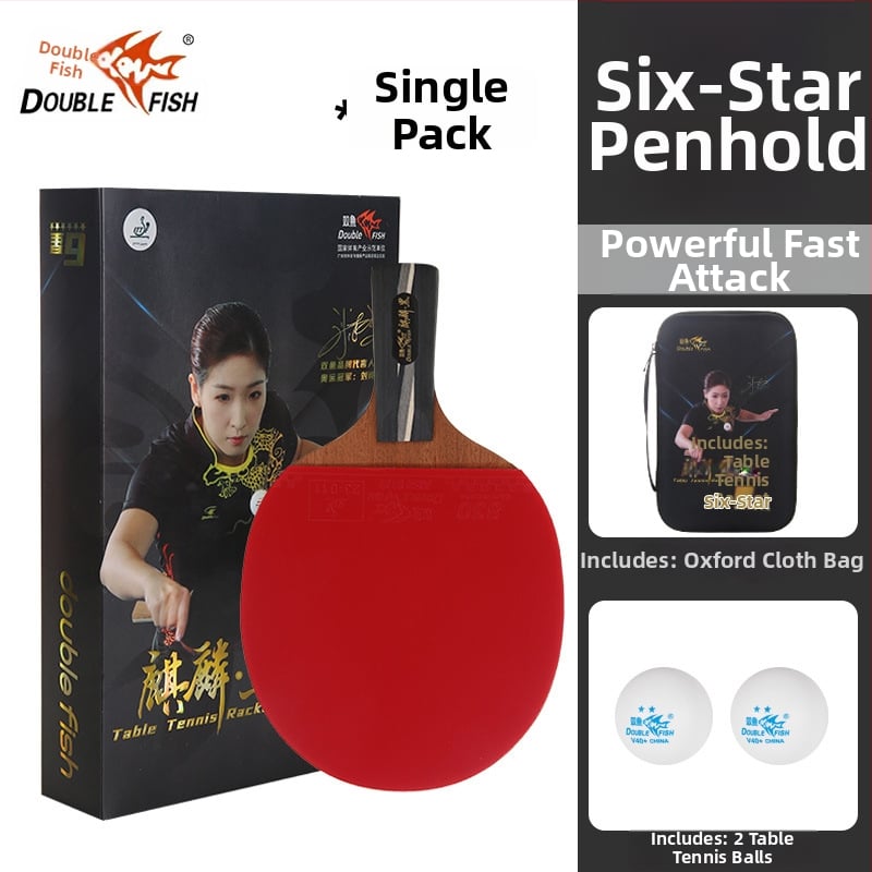 Pisces galda tenisa rakete iesācējiem, horizontāla lāpsta, koka pamatne, līmētā gumija