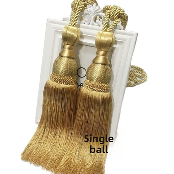 Aizkaru aukli - zelta stieples bumbiņa ar pušķi (audums)