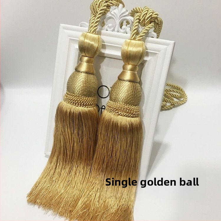 Aizkaru aukli - zelta stieples bumbiņa ar pušķi (audums)