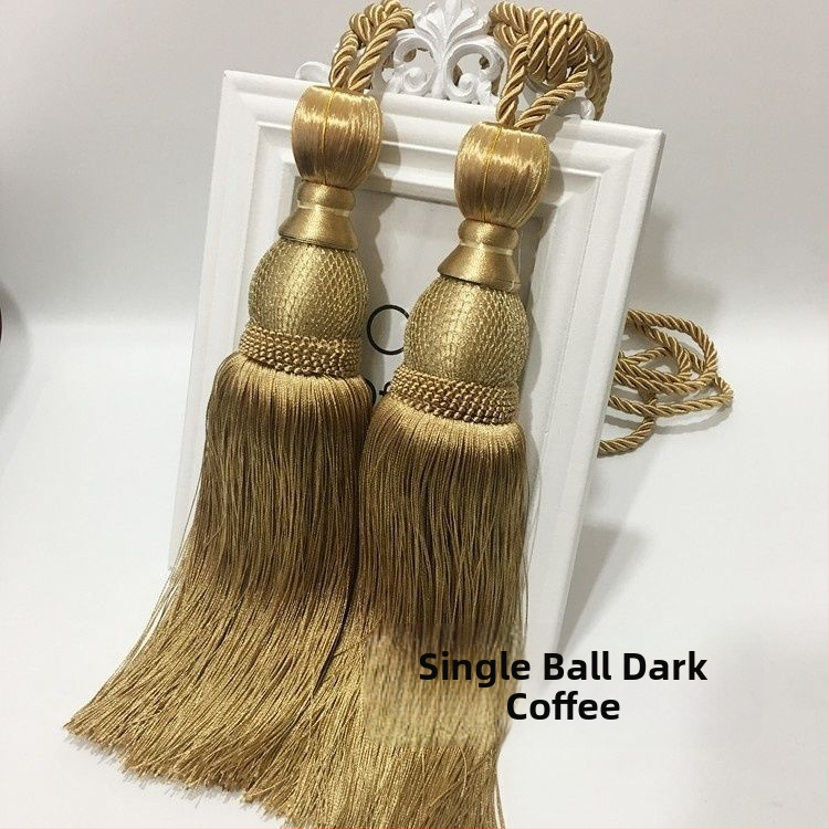 Aizkaru aukli - zelta stieples bumbiņa ar pušķi (audums)