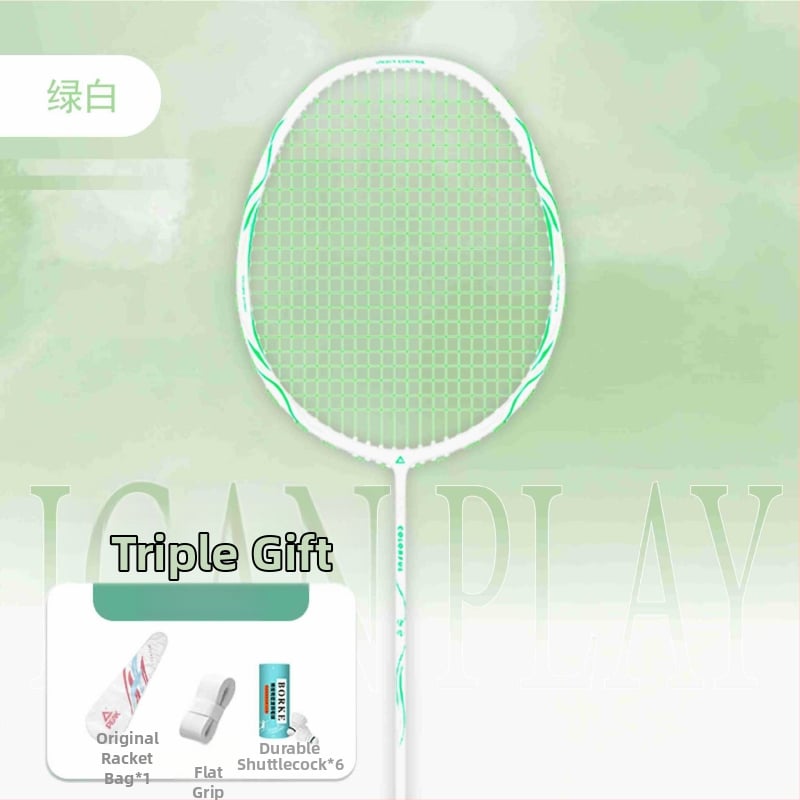 Badmintona rakete ar oglekļa šķiedras rāmi (svars 85-89 g; rokturis G5; tiešais sitiens; vidēja stingrība)