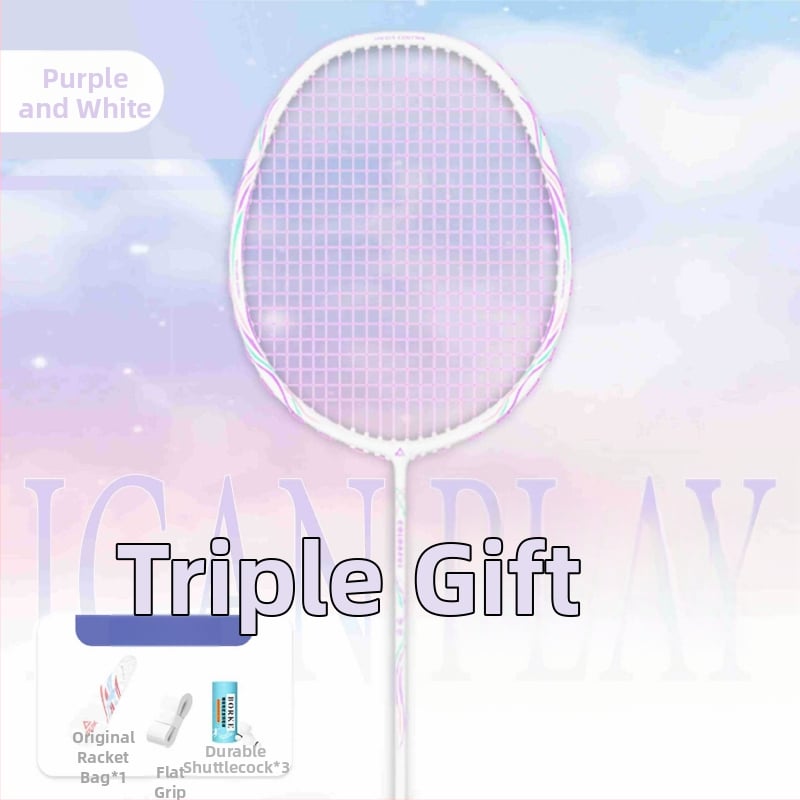 Badmintona rakete ar oglekļa šķiedras rāmi (svars 85-89 g; rokturis G5; tiešais sitiens; vidēja stingrība)