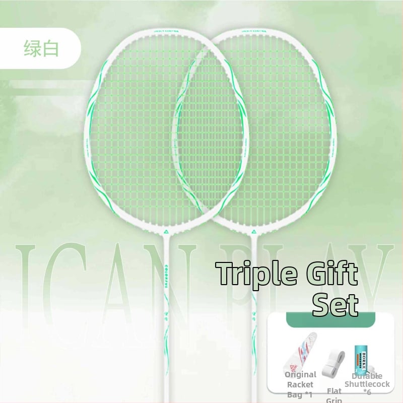 Badmintona rakete ar oglekļa šķiedras rāmi (svars 85-89 g; rokturis G5; tiešais sitiens; vidēja stingrība)