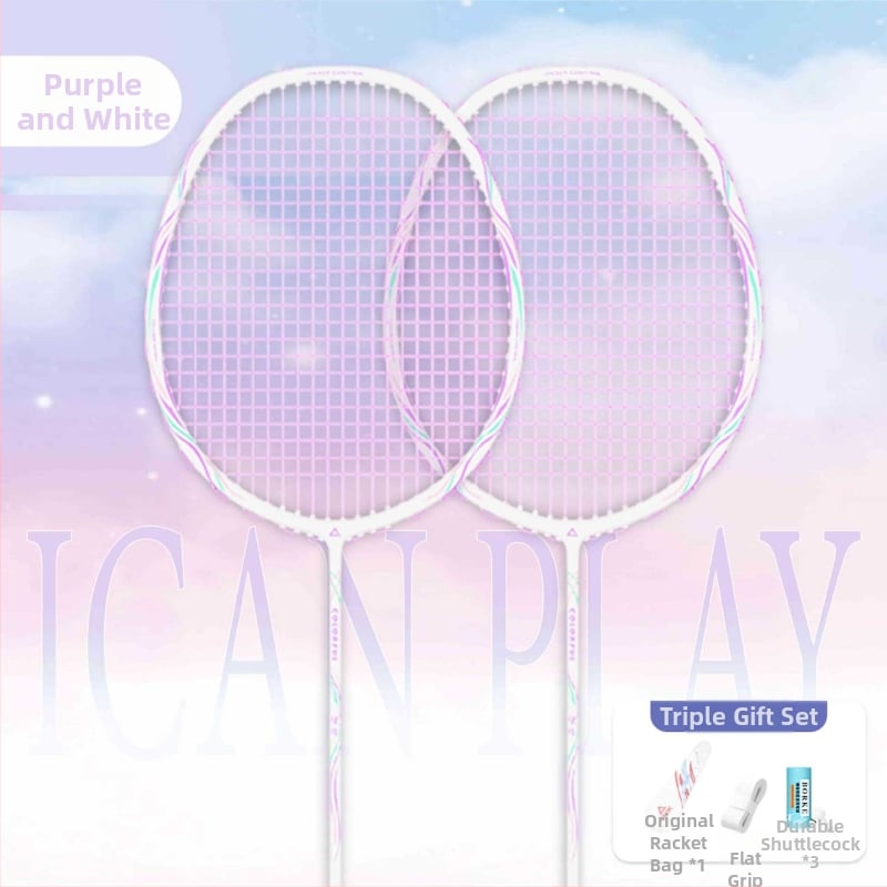 Badmintona rakete ar oglekļa šķiedras rāmi (svars 85-89 g; rokturis G5; tiešais sitiens; vidēja stingrība)