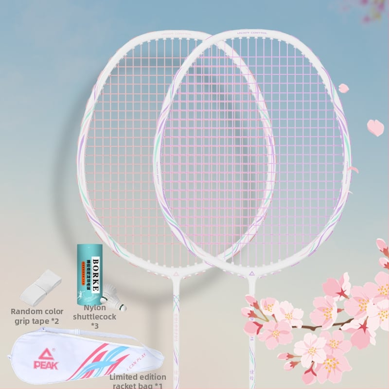 Badmintona rakete ar oglekļa šķiedras rāmi (svars 85-89 g; rokturis G5; tiešais sitiens; vidēja stingrība)