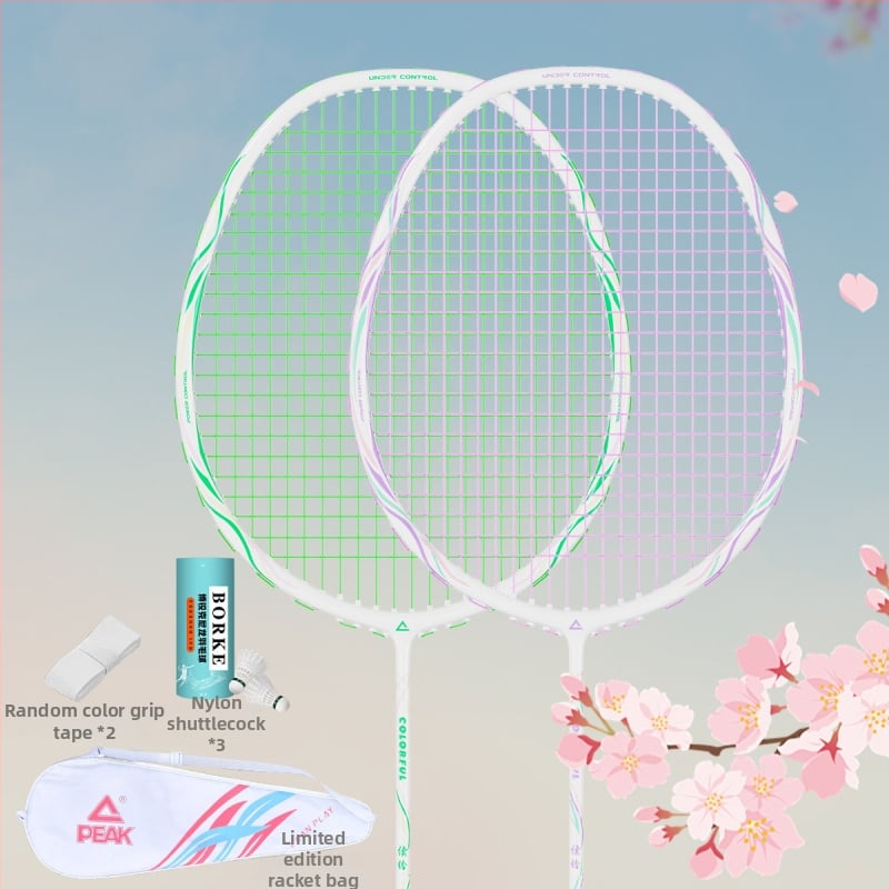 Badmintona rakete ar oglekļa šķiedras rāmi (svars 85-89 g; rokturis G5; tiešais sitiens; vidēja stingrība)