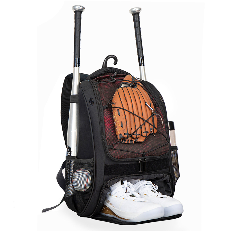 Basebola un sofbola ekipējuma mugursoma, universāla, Oxford audums, paplašināms tilpums, samazina slodzi, ārējiem sporta veidiem