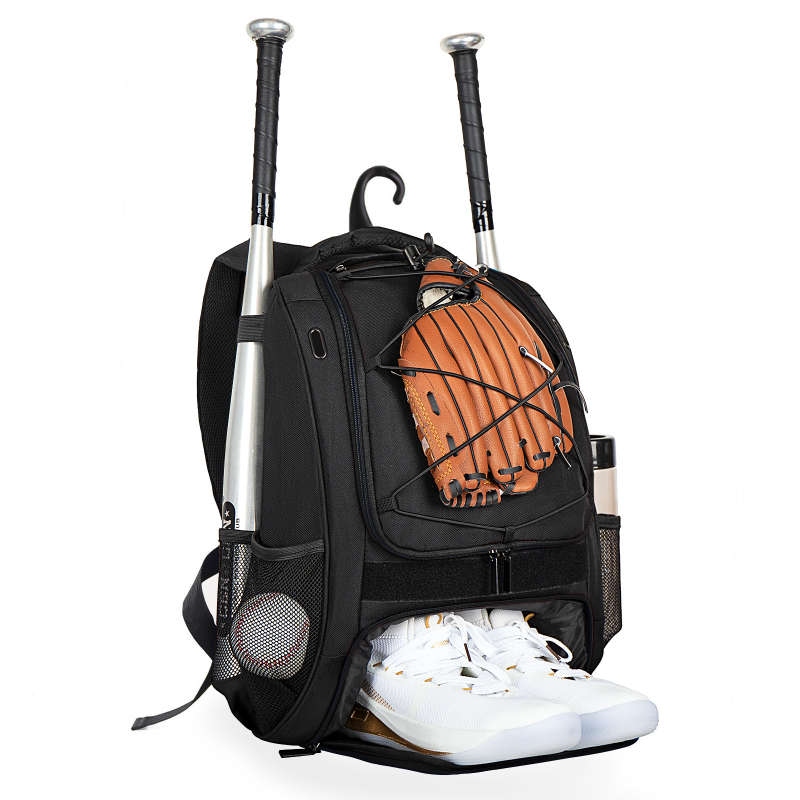 Basebola un sofbola ekipējuma mugursoma, universāla, Oxford audums, paplašināms tilpums, samazina slodzi, ārējiem sporta veidiem