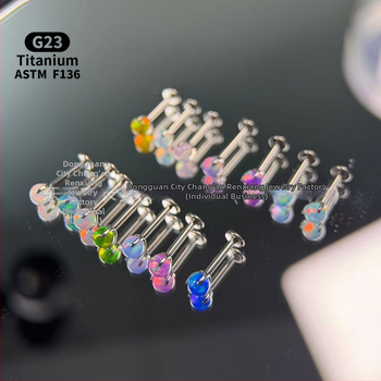 Ανδρικά/Γυναικεία γεωμετρικά σκουλαρίκια με οπάλ από κράμα τιτάνιου F136, γυαλισμένη επιφάνεια, εσωτερική βίδα για χείλη/ώτα