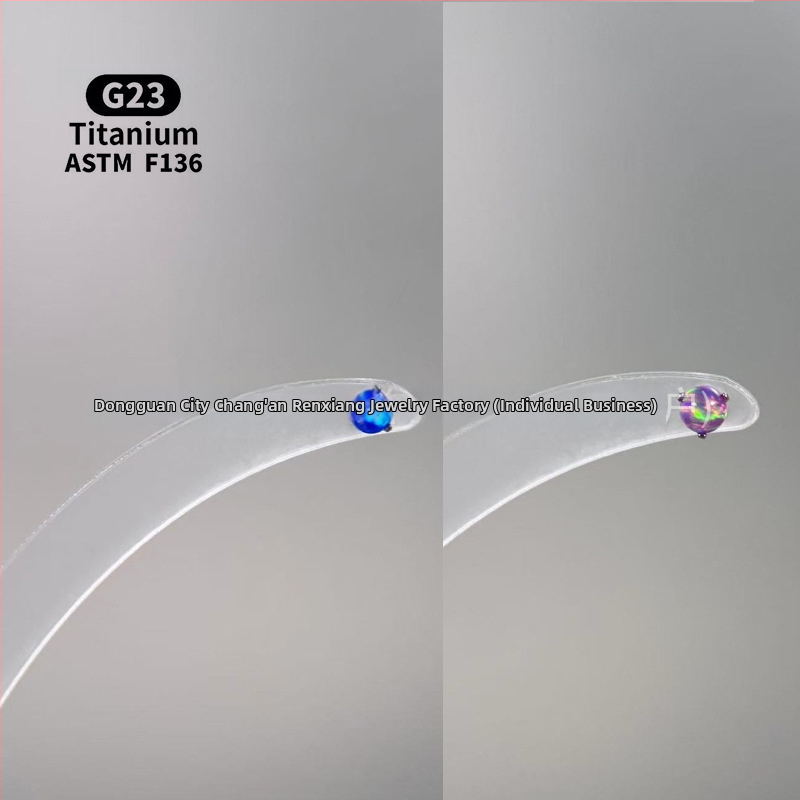 Unisex geometrické opálové náušnice z titánovej zliatiny F136, leštené, vnútorný závit pre pery/ucho