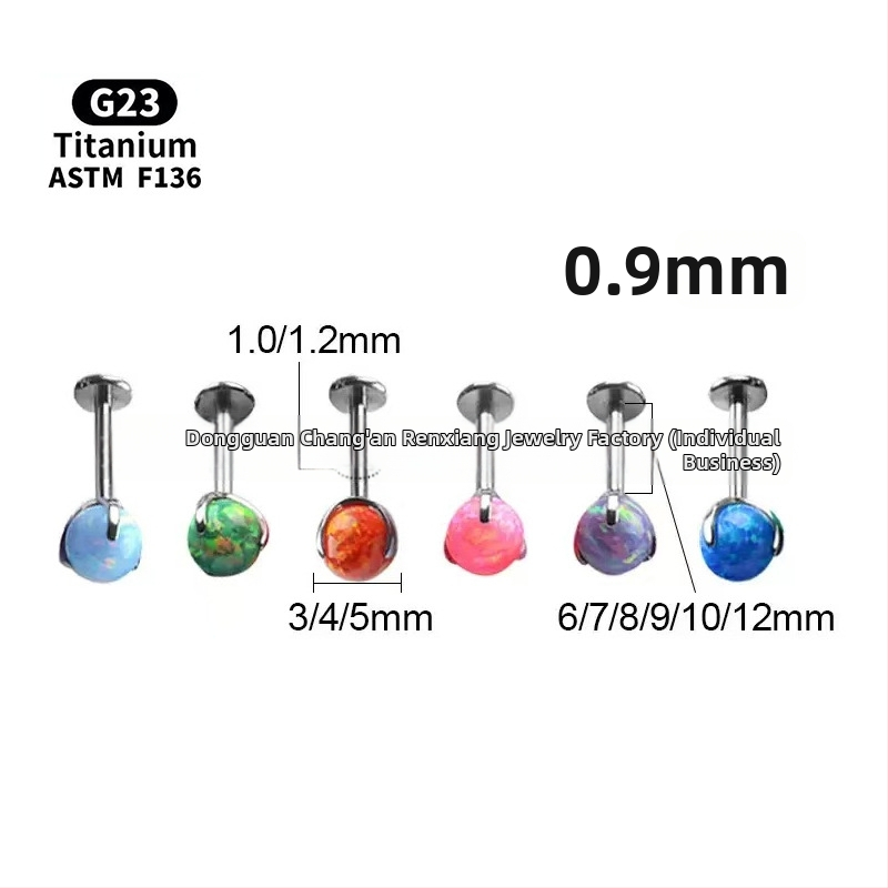 Unisex geometrické opálové náušnice z titánovej zliatiny F136, leštené, vnútorný závit pre pery/ucho