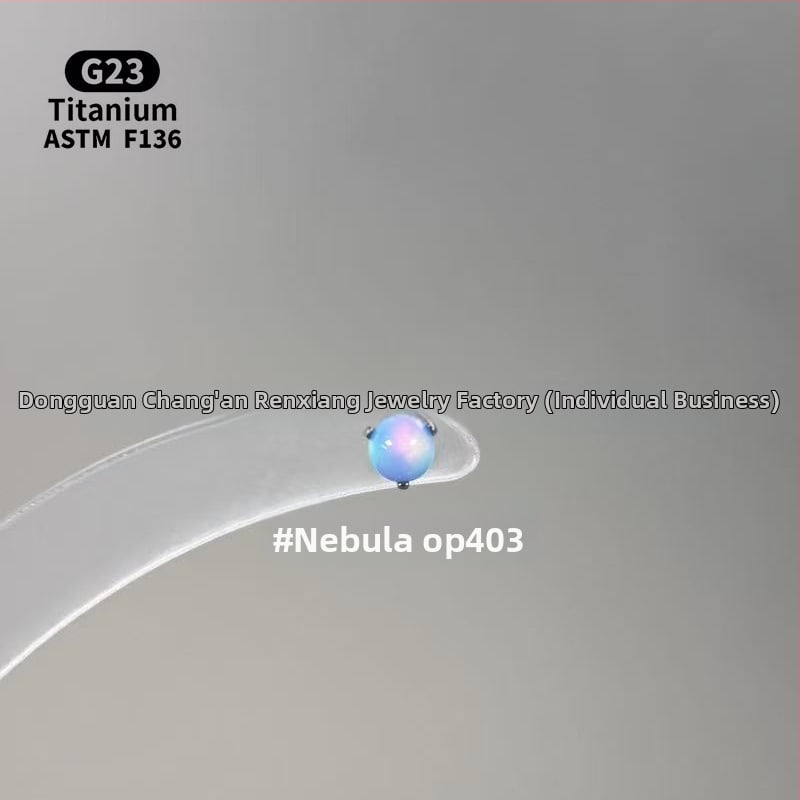 Ανδρικά/Γυναικεία γεωμετρικά σκουλαρίκια με οπάλ από κράμα τιτάνιου F136, γυαλισμένη επιφάνεια, εσωτερική βίδα για χείλη/ώτα