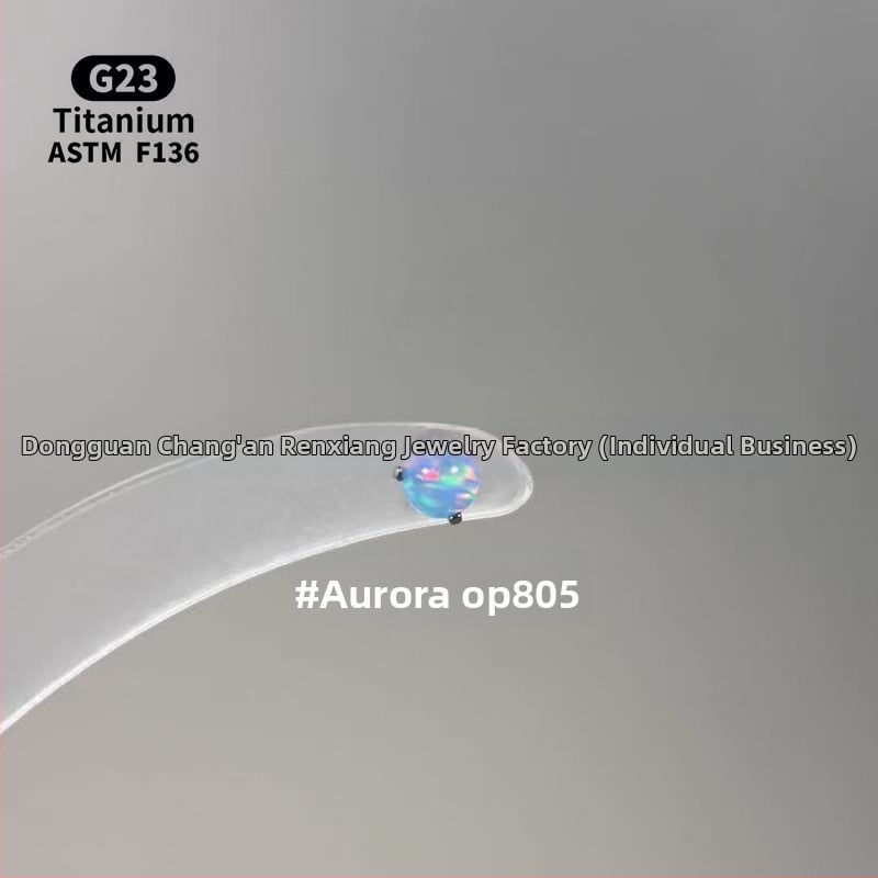 Ανδρικά/Γυναικεία γεωμετρικά σκουλαρίκια με οπάλ από κράμα τιτάνιου F136, γυαλισμένη επιφάνεια, εσωτερική βίδα για χείλη/ώτα