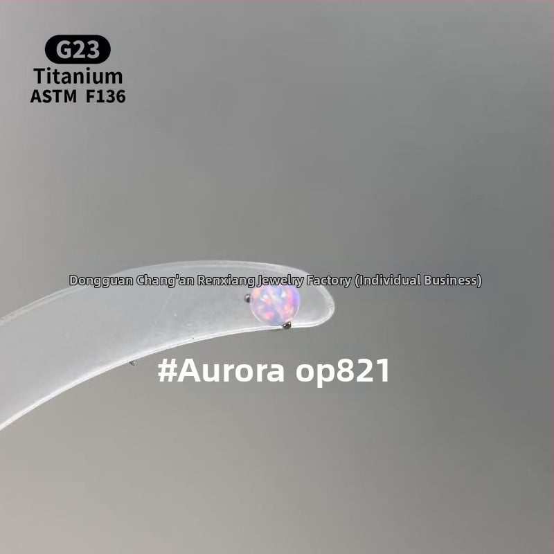 Ανδρικά/Γυναικεία γεωμετρικά σκουλαρίκια με οπάλ από κράμα τιτάνιου F136, γυαλισμένη επιφάνεια, εσωτερική βίδα για χείλη/ώτα