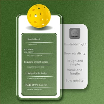 Iekštelpu pickleball bumbu komplekts – 26/40 caurumu, TPE/PE materiāls, viengabala rotomoldēta konstrukcija