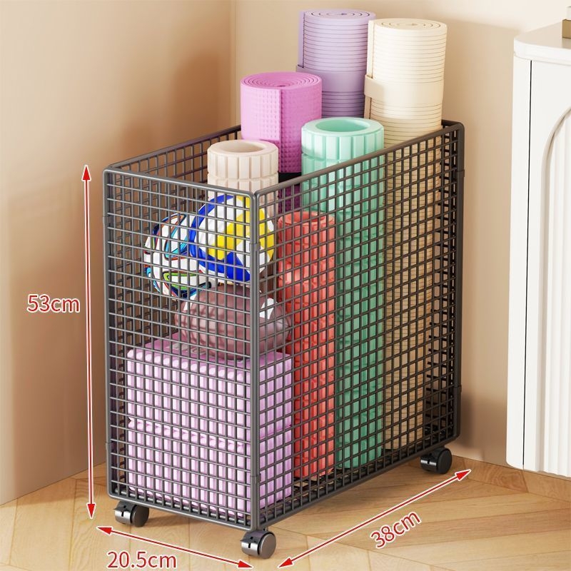 Joga matu uzglabāšanas plaukts, dzelzs, uz grīdas novietojams, daudzlīmeņu (8+ līmeņi), dzīvojamās istabas uzglabāšanai