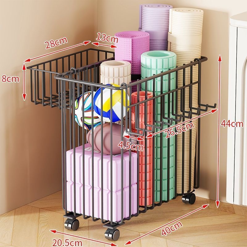 Joga matu uzglabāšanas plaukts, dzelzs, uz grīdas novietojams, daudzlīmeņu (8+ līmeņi), dzīvojamās istabas uzglabāšanai