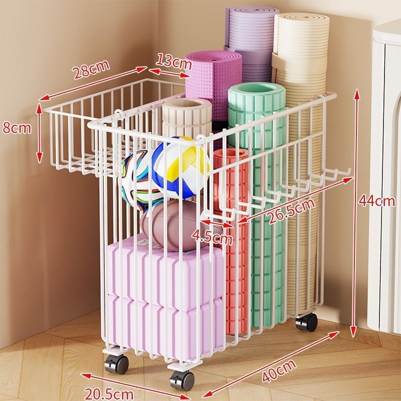 Joga matu uzglabāšanas plaukts, dzelzs, uz grīdas novietojams, daudzlīmeņu (8+ līmeņi), dzīvojamās istabas uzglabāšanai