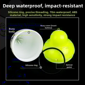Vertikālais zvejas plūdītājs ar gaismas indikatoru uz ķerienu un nakts signālu (Plastmasas korpuss; Vienmēr ieslēgts, ja baro; Indikators uz ķērienu)