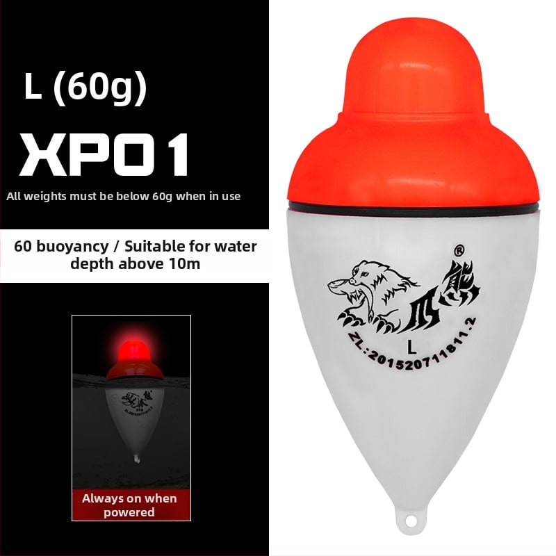 Vertikālais zvejas plūdītājs ar gaismas indikatoru uz ķerienu un nakts signālu (Plastmasas korpuss; Vienmēr ieslēgts, ja baro; Indikators uz ķērienu)