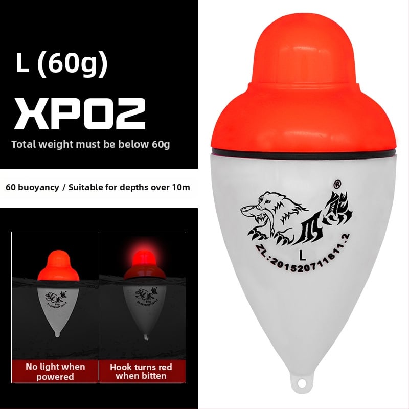 Vertikālais zvejas plūdītājs ar gaismas indikatoru uz ķerienu un nakts signālu (Plastmasas korpuss; Vienmēr ieslēgts, ja baro; Indikators uz ķērienu)